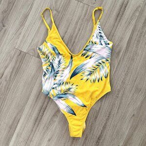 Urban Outfitters Kendall One Piece Swimsuit Womens 10 Tropical Yellow Resortwear